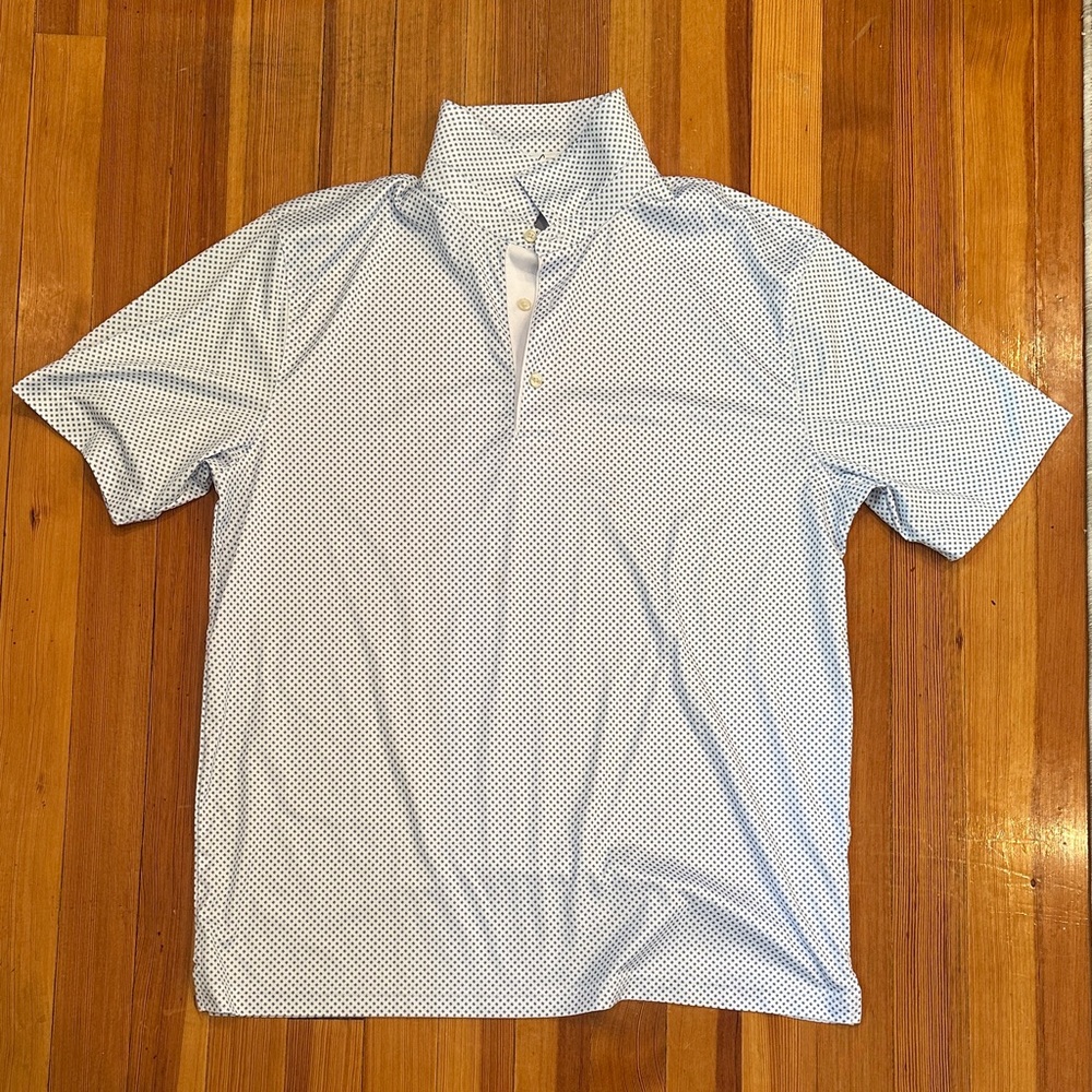 Greg Norman Collection Light Blue Micro-Print Polo